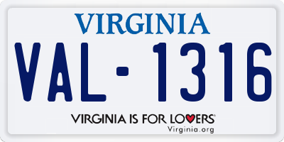VA license plate VAL1316