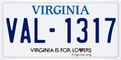 VA license plate VAL1317