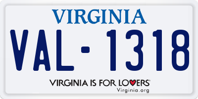 VA license plate VAL1318