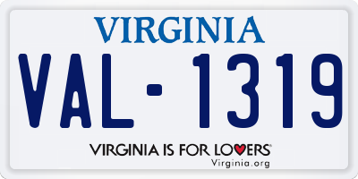VA license plate VAL1319