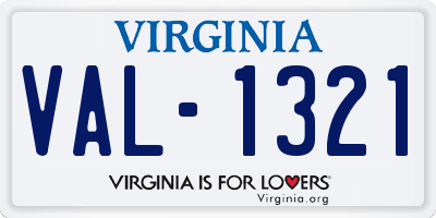 VA license plate VAL1321