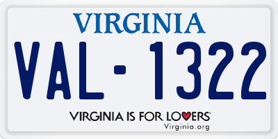VA license plate VAL1322