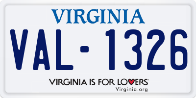 VA license plate VAL1326