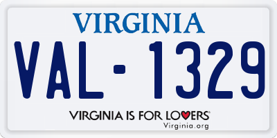 VA license plate VAL1329