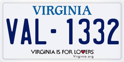 VA license plate VAL1332