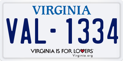 VA license plate VAL1334