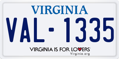 VA license plate VAL1335