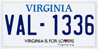 VA license plate VAL1336