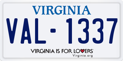 VA license plate VAL1337