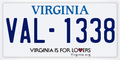 VA license plate VAL1338