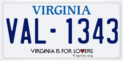 VA license plate VAL1343