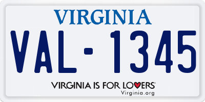 VA license plate VAL1345