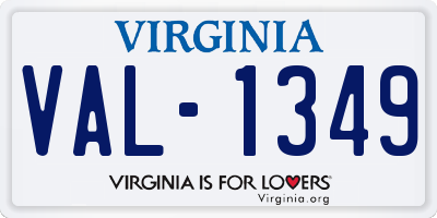 VA license plate VAL1349