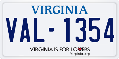VA license plate VAL1354