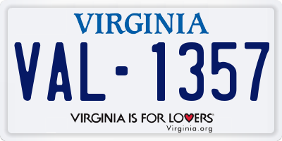 VA license plate VAL1357