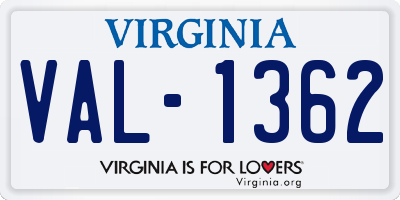 VA license plate VAL1362