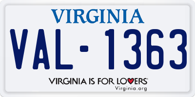 VA license plate VAL1363