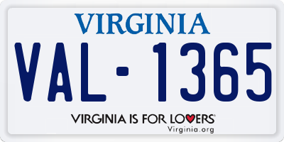 VA license plate VAL1365