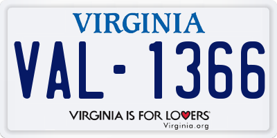 VA license plate VAL1366