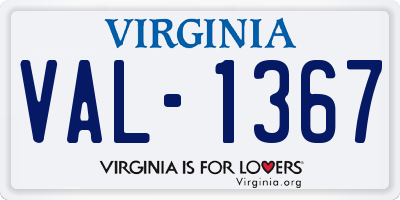VA license plate VAL1367
