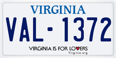 VA license plate VAL1372
