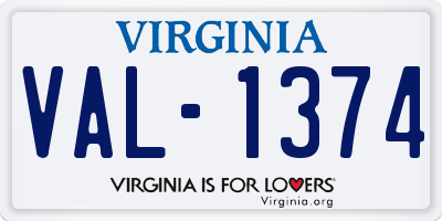 VA license plate VAL1374