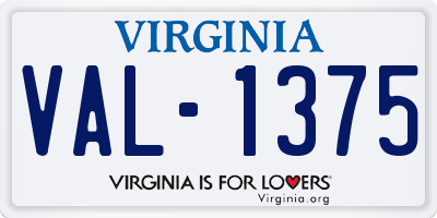 VA license plate VAL1375