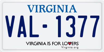 VA license plate VAL1377
