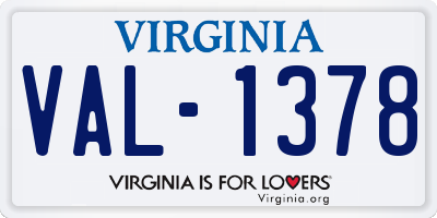 VA license plate VAL1378