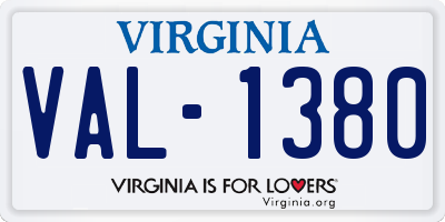 VA license plate VAL1380