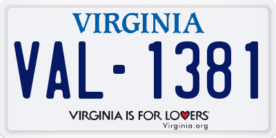 VA license plate VAL1381