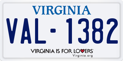 VA license plate VAL1382