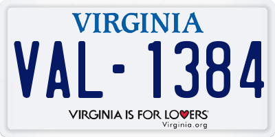 VA license plate VAL1384