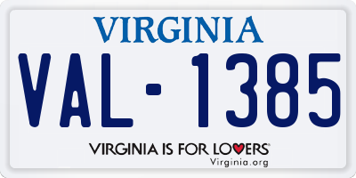 VA license plate VAL1385