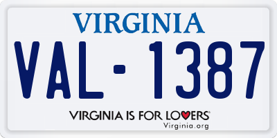 VA license plate VAL1387