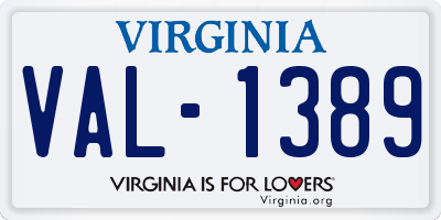 VA license plate VAL1389