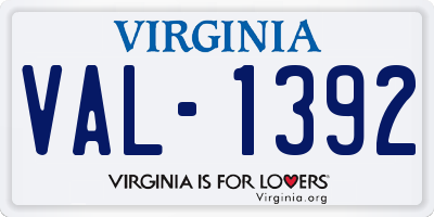 VA license plate VAL1392