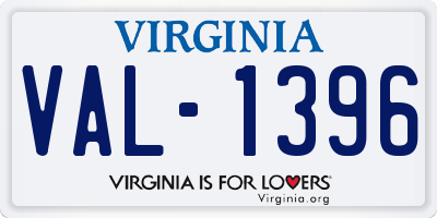 VA license plate VAL1396