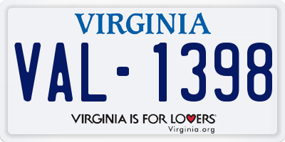 VA license plate VAL1398