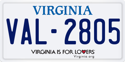 VA license plate VAL2805
