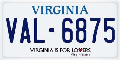 VA license plate VAL6875