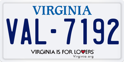 VA license plate VAL7192