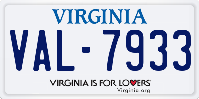 VA license plate VAL7933