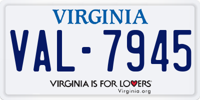 VA license plate VAL7945