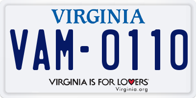 VA license plate VAM0110