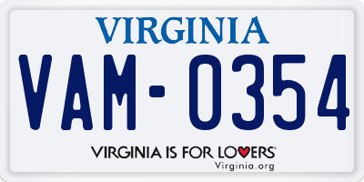 VA license plate VAM0354