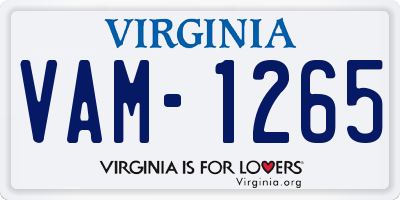 VA license plate VAM1265