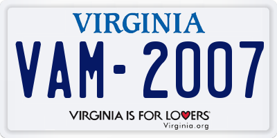 VA license plate VAM2007