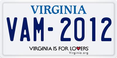 VA license plate VAM2012