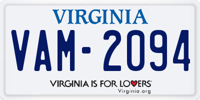 VA license plate VAM2094